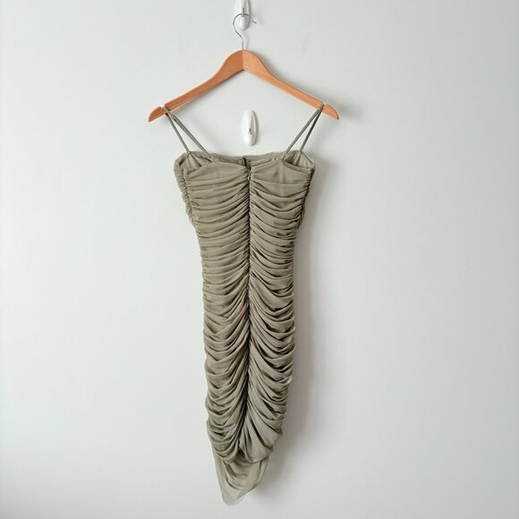 Aritzia Ten by Babaton Luxor Midi Dress Beige Sage Green Size 4 - Picture 6 of 7